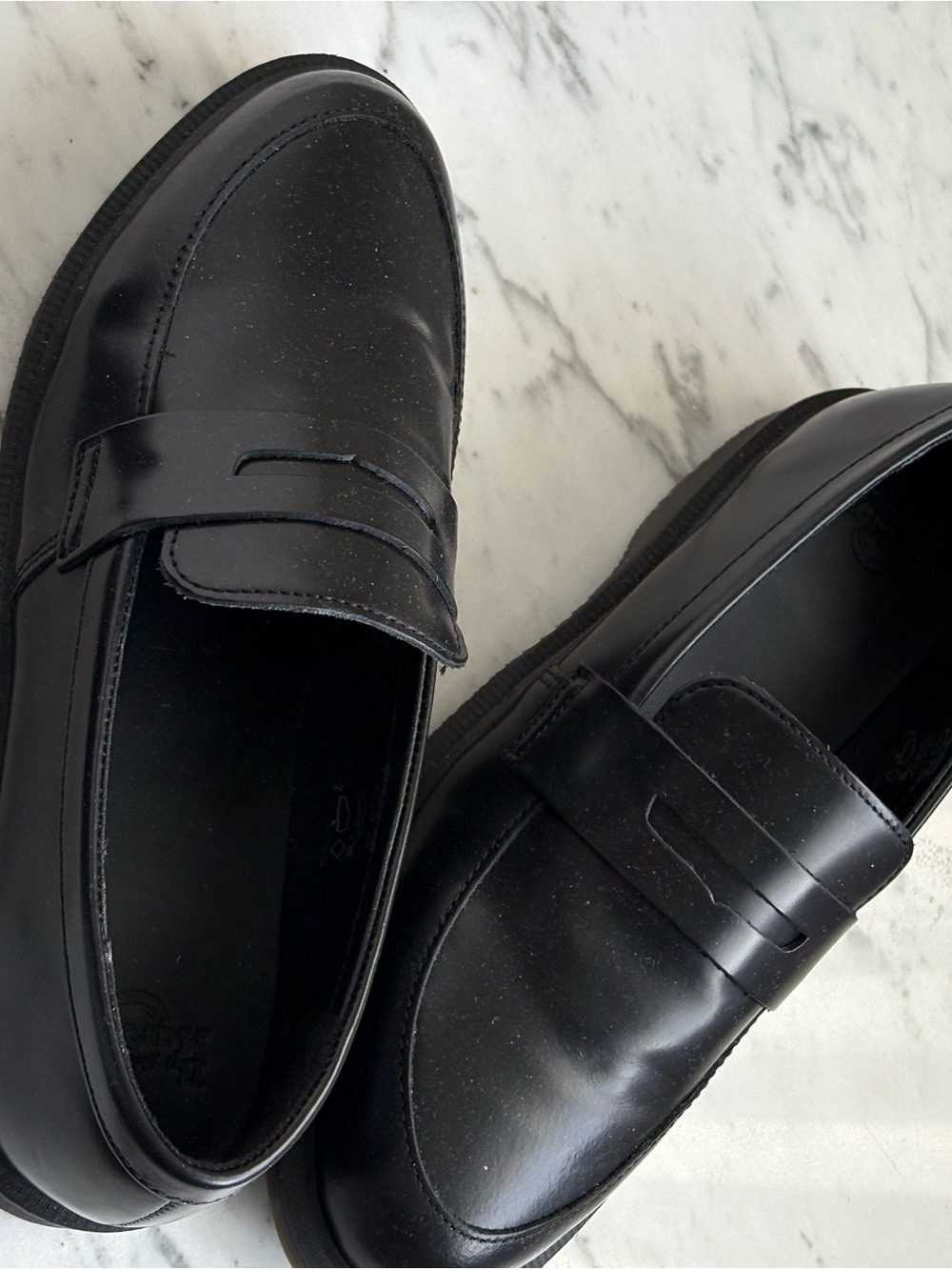 Dr. Martens Black Leather Penny Loafers - Women's Slip-On Flats